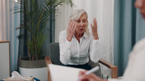 woman talking to therapist during session