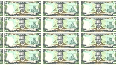 billetes de un centenar de dólares liberianos de liberia rodando, dinero en efectivo, bucle