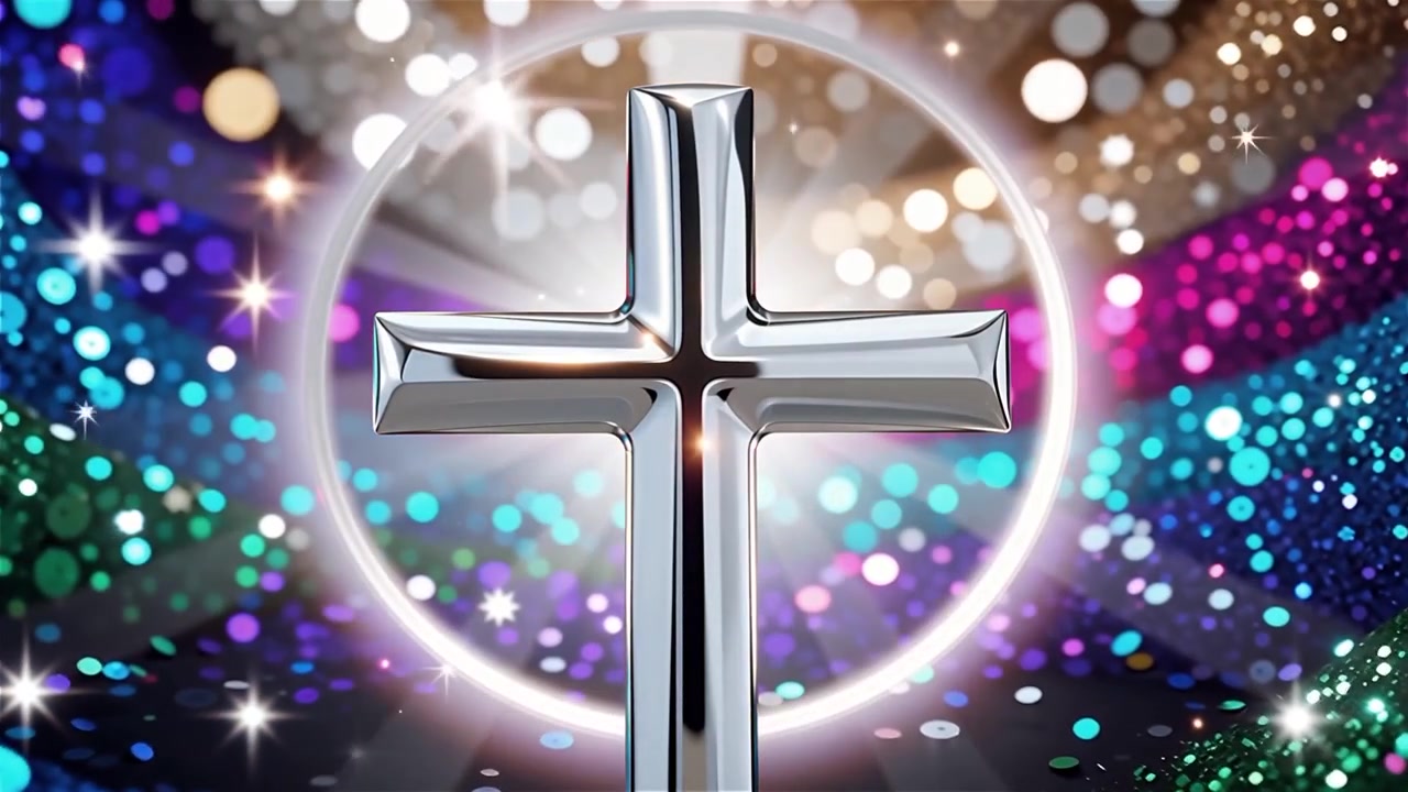 Cruz Cristiana con Luz Celestial, Fondo para Adoración.