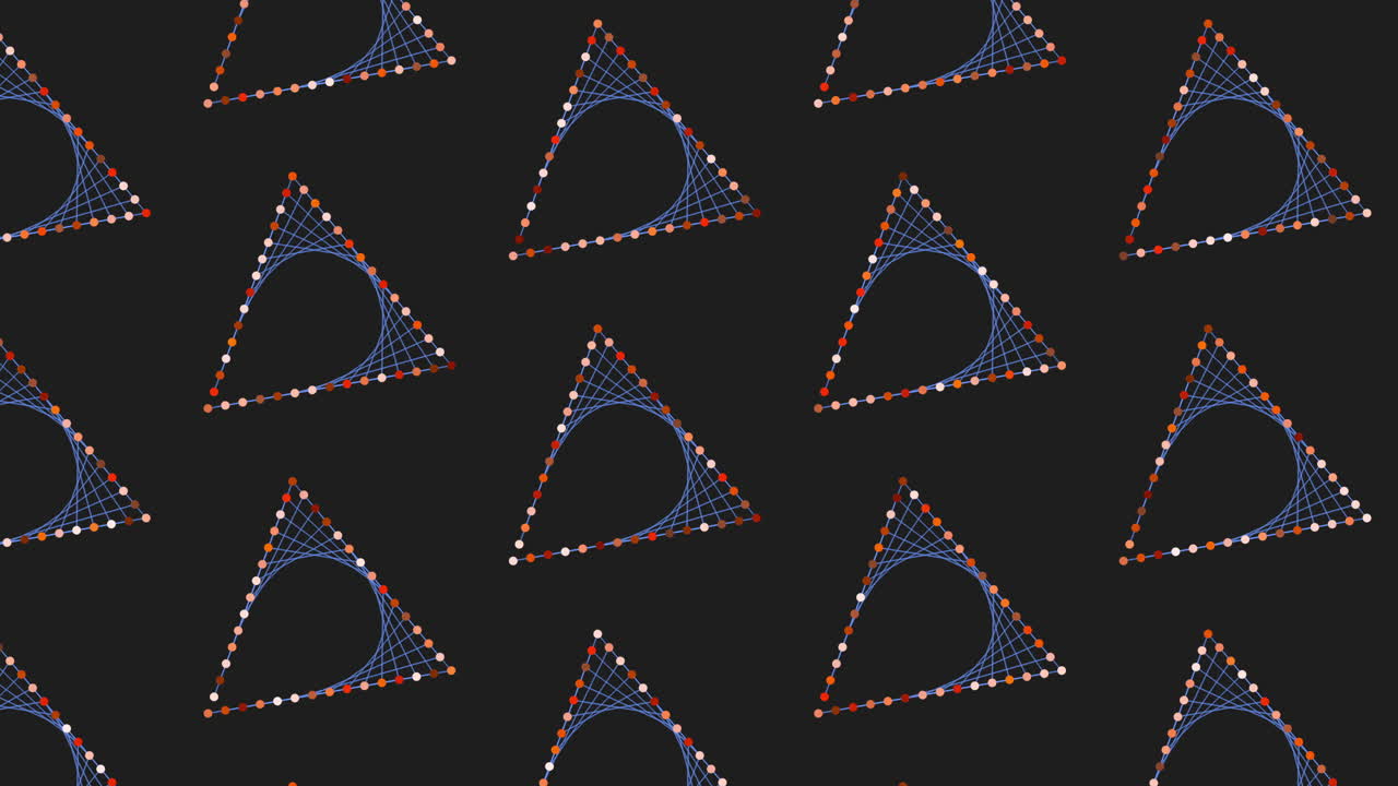 A striking geometric pattern featuring blue and black triangles arranged in a repetitive design, some overlapping while others stand alone, creating a visually captivating and modern aesthetic