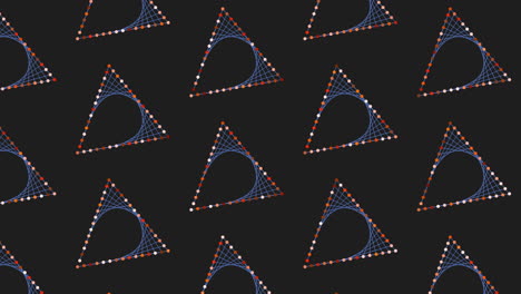 a striking geometric pattern featuring blue and black triangles arranged in a repetitive design, some overlapping while others stand alone, creating a visually captivating and modern aesthetic