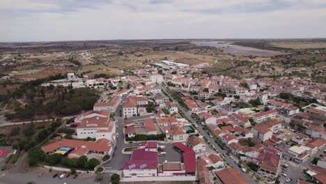 aerial zooming out, panoramic view of ourique, portugal