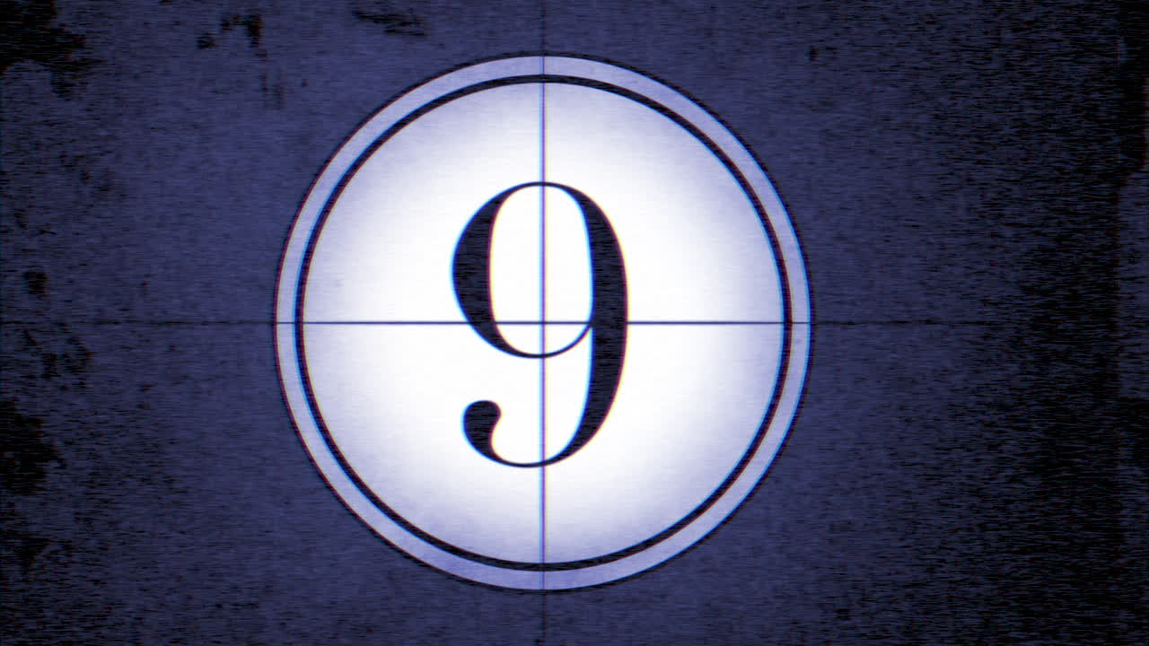 cuenta regresiva de película retro en movimiento en el estilo de los años 80 y 90 20