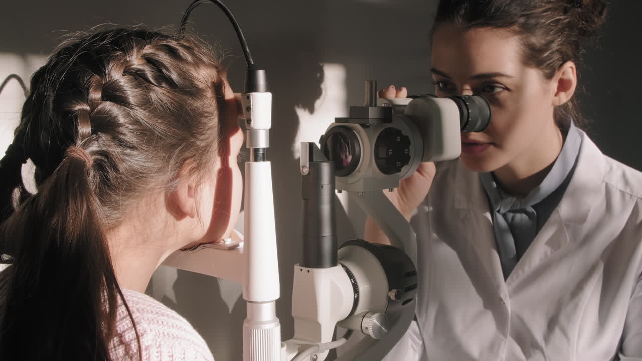 Eye Checkup At Sunlight Filled Doctor Office