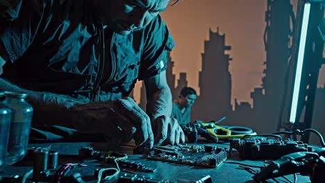 technician repairing circuit board