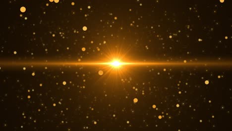 Sparkling golden glittering snowflakes particles bokeh lights falling shiny background christmas new