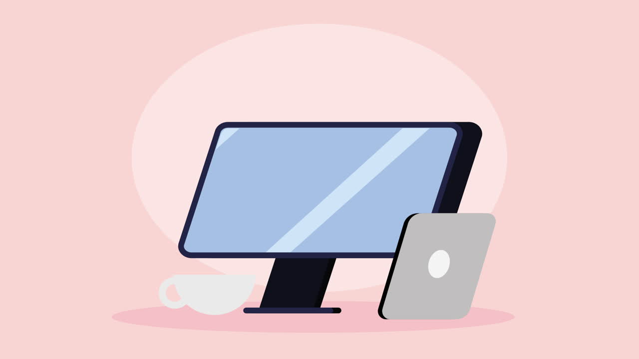 데스크 컴퓨터 기술 장치 애니메이션