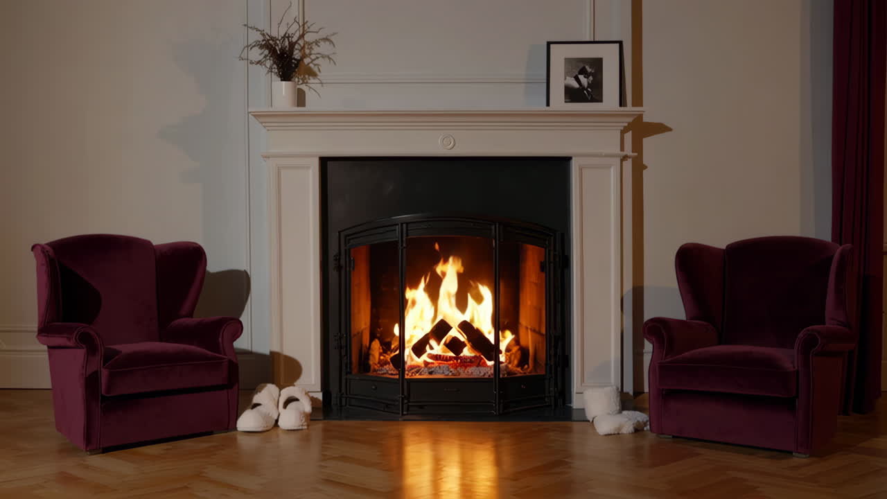 Cozy Living Room with Fireplace and Armchairs