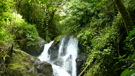 rapid water rushed over boulders from a river creating a waterfall
