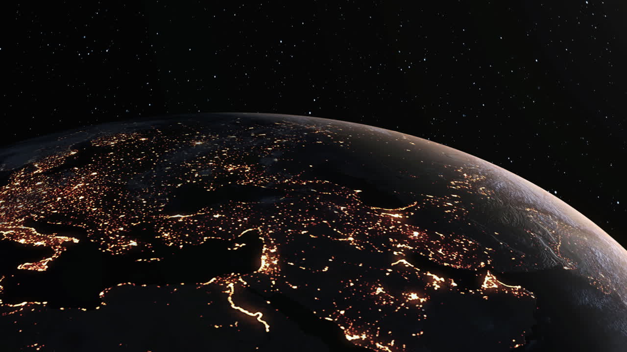 지구 행성 3d  ⁇ 도 애니메이션 현실적인 지리 표면과 구름