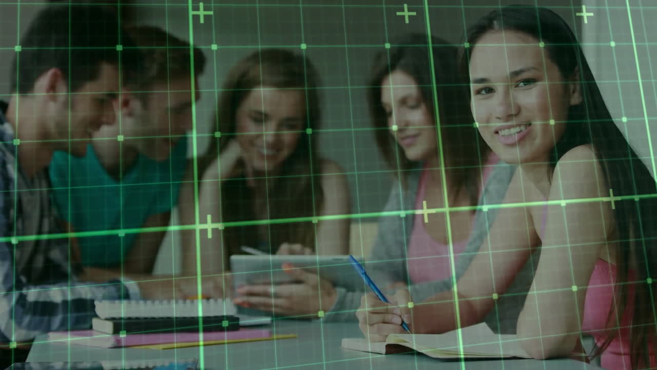 animación del procesamiento de datos en diversos estudiantes