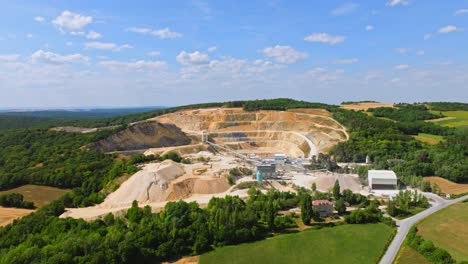 Drone-Shot-Of-Limestone-Mining-Quarry-During-Daytime