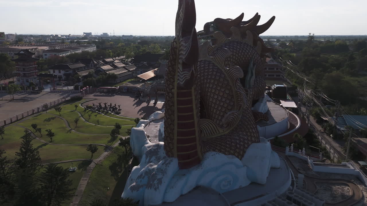 Aerial View Of Dragon Descendants Museum In Suphan Buri, Thailand - Drone Shot