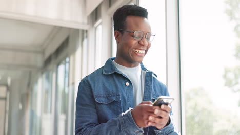 social media, chat and black man laughing