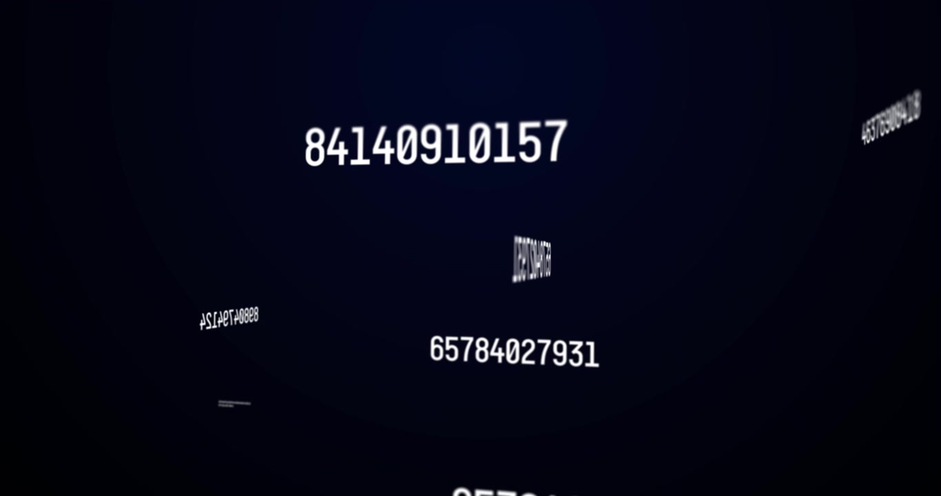 Animation of numbers changing and data processing on grey background