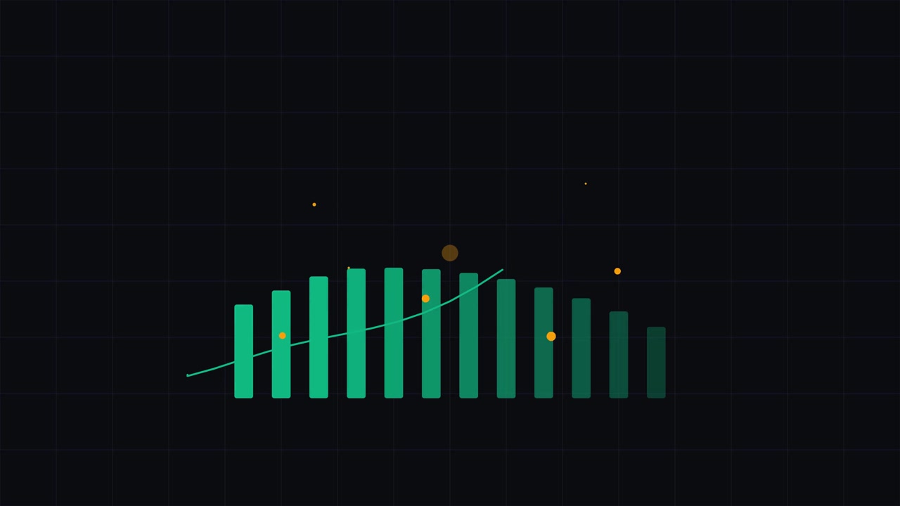 Animated Bar Chart Showing Growth with Floating Particles
