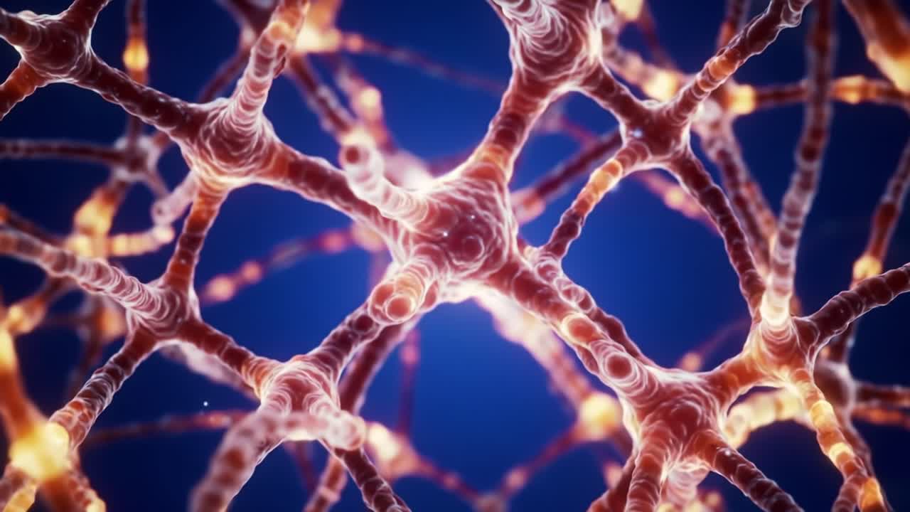 Dynamic Neural Network Visualization: An Intricate Exploration of Neuronal Structures and Their Interconnections Underneath a Stunning Blue Background