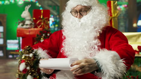 santa claus reading a letter