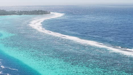 Aerial View of Coral Reef Barrier and Lagoon or Moorea Island, French Polynesia