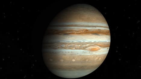 captura 3d cgi vfx del planeta júpiter orbitando en las profundidades del espacio, con su vívida mancha roja y su superficie de nubes escalonadas