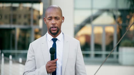 businessman giving a speech outdoors