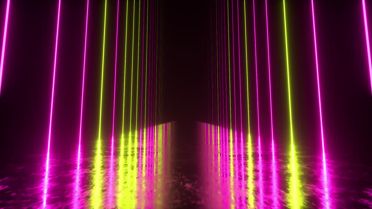 tunnel luminoso neon rosa e giallo