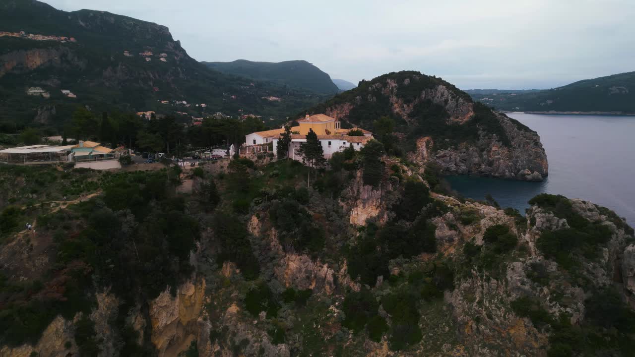 Monastery of Paleokastritsa Corfu Panorama from a drone