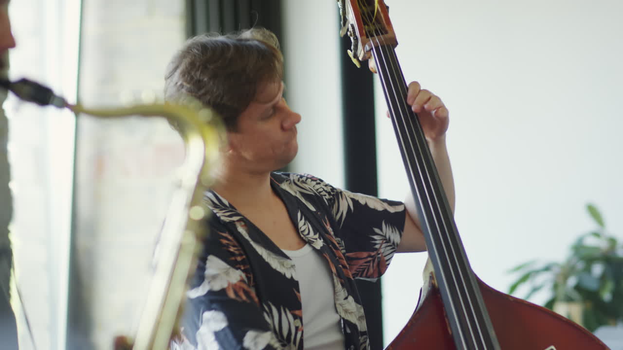 Musician Playing Double Bass