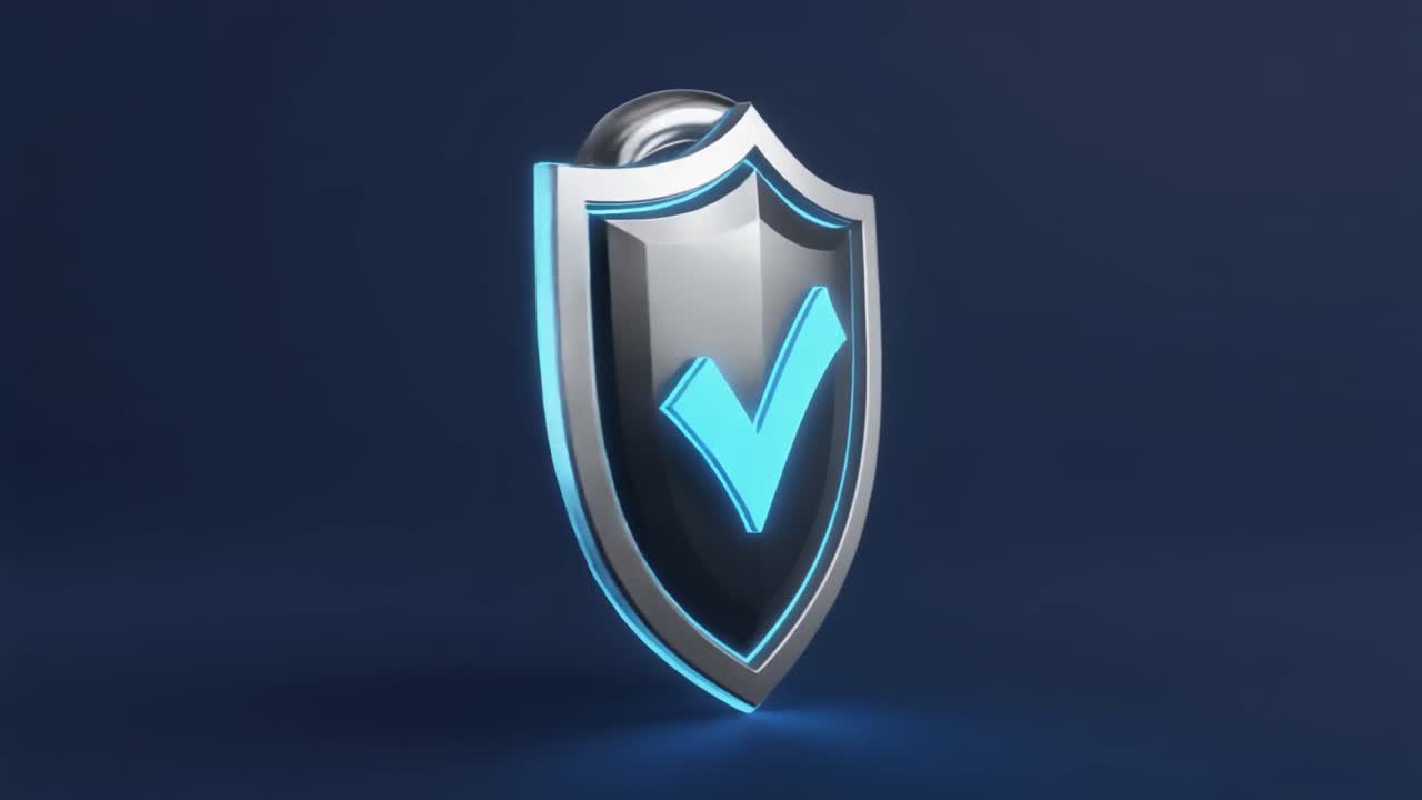 Animated 3D Padlock Transforms into Shield with Checkmark