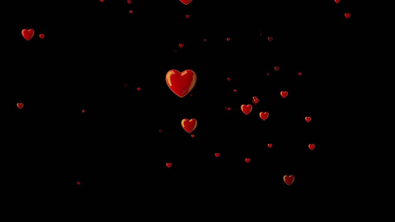 Heart background 3D with black background, valentine