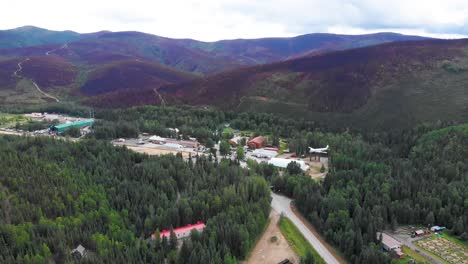 4k drone video of fire damaged hills around chena hot springs resort near fairbanks, alaska in summer