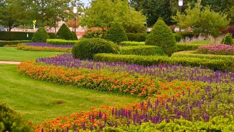 beautiful flower garden in des moines at the world food prize