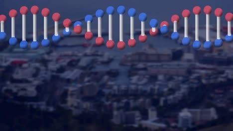 animation of dna strand over landscape
