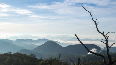 paisaje de cráter blanco por encima de las nubes, kawah putih sol de la mañana