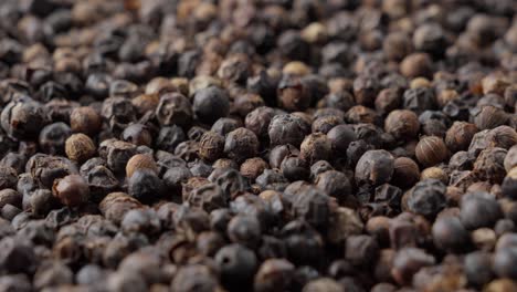 granos de pimienta negra secos, de cerca de las semillas de pimientas para el sabor y el condimento