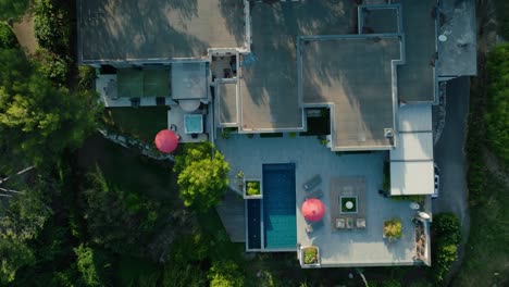 aerial view of luxurious villa with pool, southern france