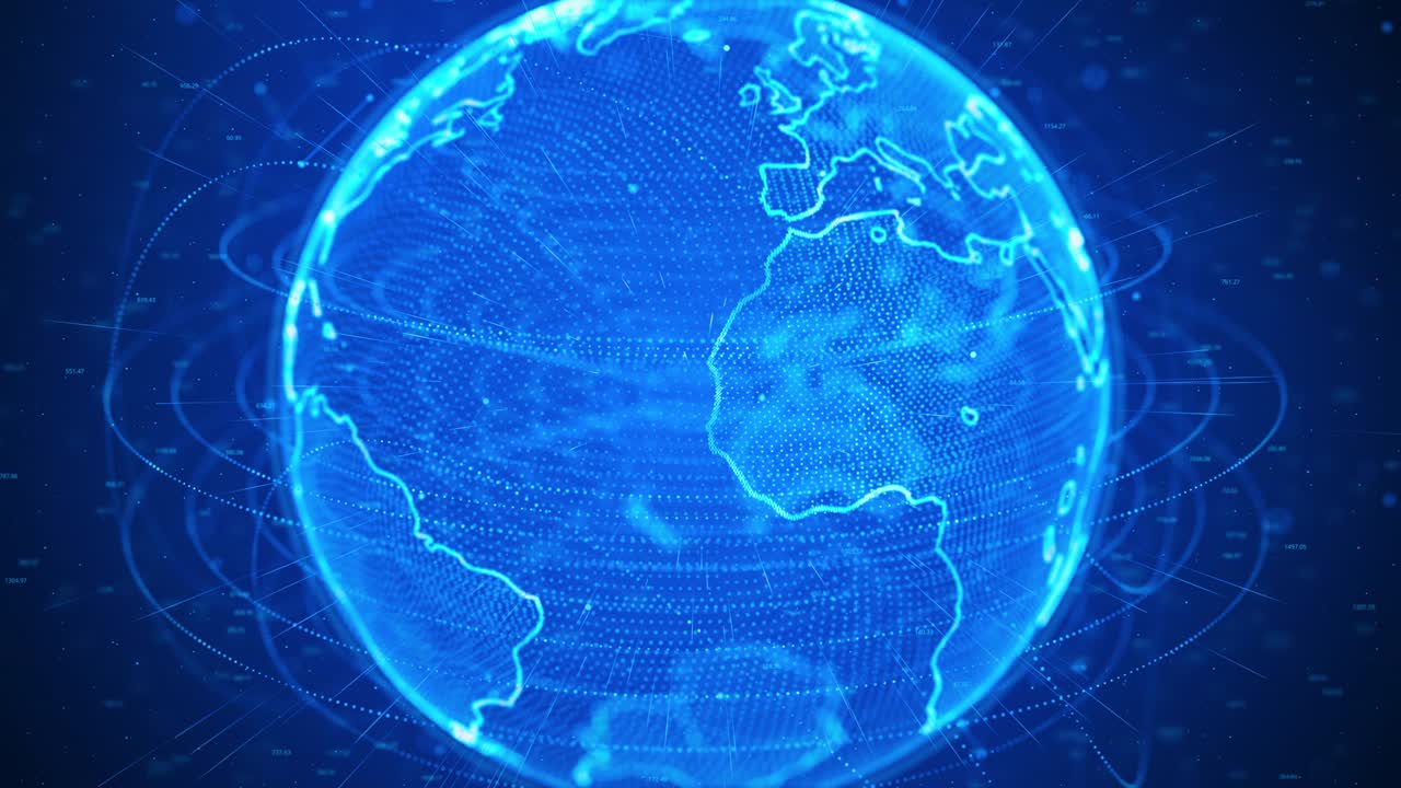 Global communication network technology and business concepts 4k planet earth in cyberspace