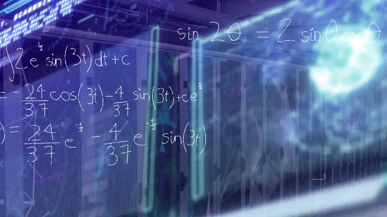 Animation of data processing over server room