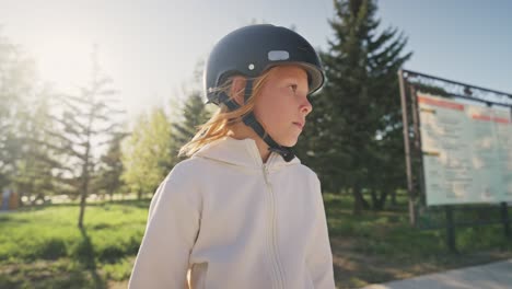 child roller skating in park