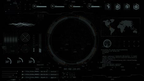 pantalla de interfaz de tecnología con elementos futuristas gráfico y panel de chat abstracto de fondo canal alfa incluido