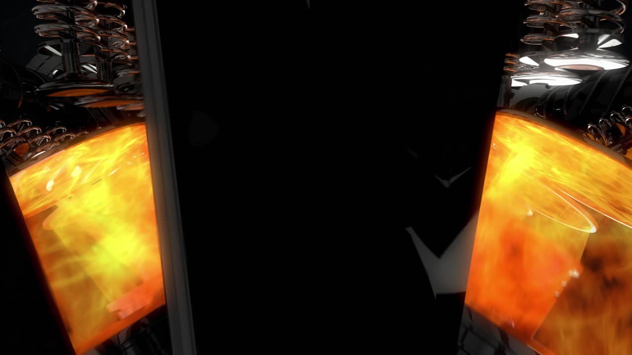 Working V8 Engine Animation With Sparks - Camera Zoom Through Propeller