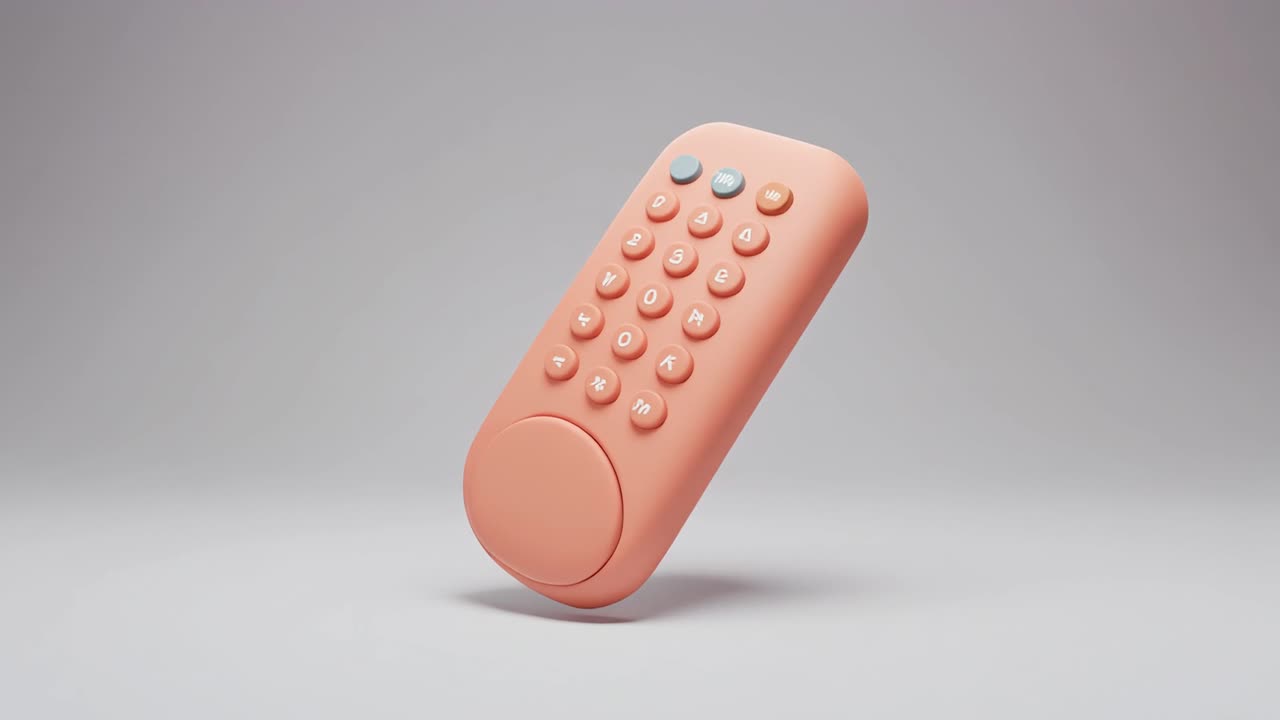 Telecomando color pesca stilizzato in rotazione in uno studio