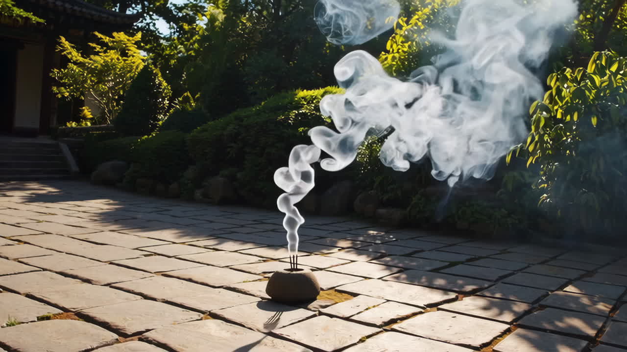 Incense Smoke in a Garden Setting