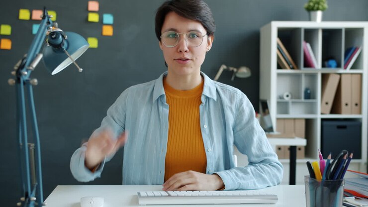 Woman working from home on computer