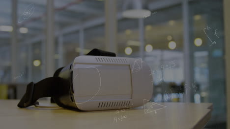 animación de ecuaciones matemáticas sobre auriculares vr