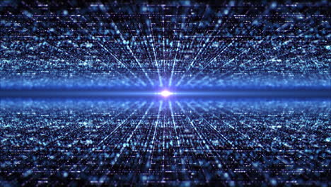 partículas de matriz abstracta de movimiento generado digital futurista rejilla de desenfoque en el entorno de fondo digital del ciberespacio