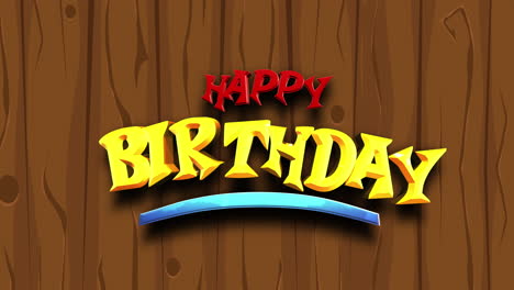 dibujo animado de feliz cumpleaños texto en madera
