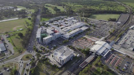 aerial view of the robina hospital in the robina cbd, gold coast, queensland