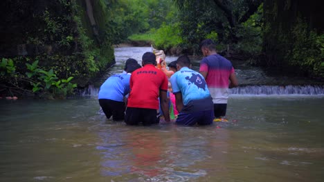 ganpati visarjan in river people carring