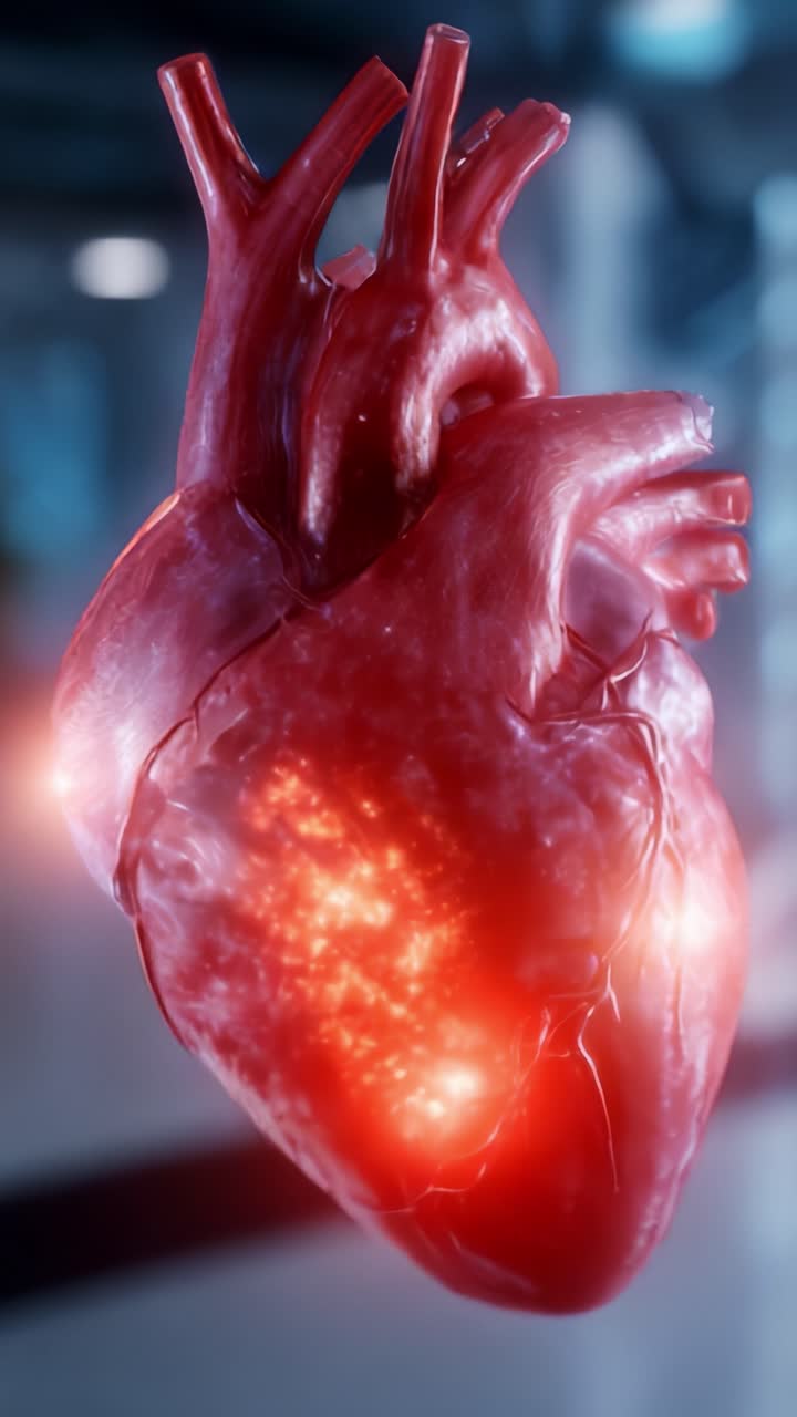 A Close-Up Visualization of a Biologically Accurate Human Heart, Highlighting Its Complex Structure and Vital Importance to the Circulatory System